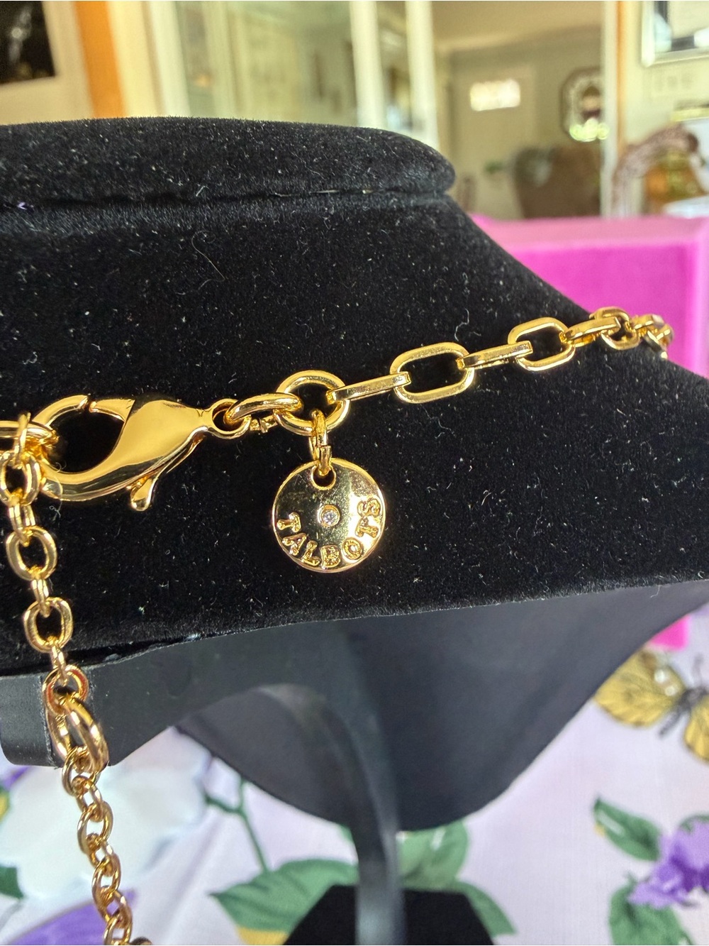 Talbots Gold-Tone Crystal Link Necklace, NWOT - Picture 3 of 7